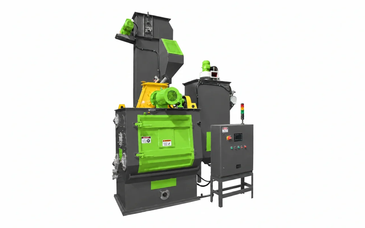 Equipo BlastMech TB con carcasas color carbón oscuro y detalles en verde MetalPress